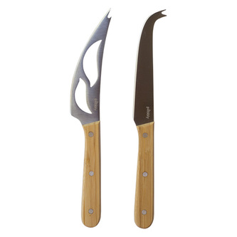 Sada nožů Pebbly, NBA201, sada 2 ks, na sýry, bambusová rukojeť