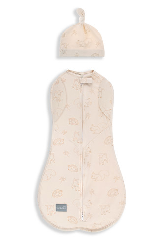 Zavinovačka Sleepee Second Step Swaddle s čepičkou zdarma Vintage Animals Cream Zavinovačka Sleepee Second Step Swaddle s čepičkou zdarma Vintage Animals Cream