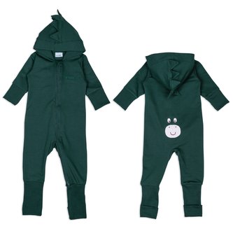Moniel Dětský rostoucí teplákový overal Dinosaur Basic Dark Green 56 cm