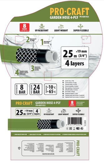 Zahradní hadicí Procraft PR-4GH1925 4 vrstvy, 3/4" 25 m | PR-4GH1925