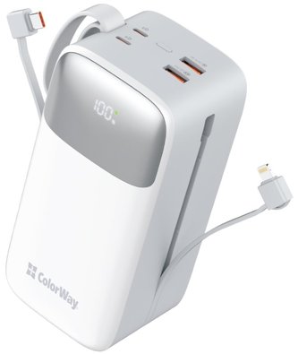 COLORWAY powerbanka/ 50 000mAh/ 1x USB QC3.0/ USB-C/ Lightning/ 22,5W/ Bílá COLORWAY powerbanka/ 50 000mAh/ 1x USB QC3.0/ USB-C/ Lightning/ 22,5W/ Bílá