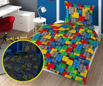 DETEXPOL Povlečení Kostky color svítící  Bavlna, 140/200, 70/80 cm