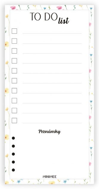 Trhací blok - TO DO LIST 90x180mm - luční kvítí