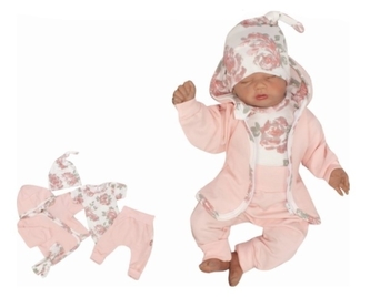 Z&Z 5-dílná tepl. soupravička, mikinka, tepláčky, bodýčko, čepička,Květy, smetanová,vel.74; 74 (6-9m) Z&Z 5-dílná tepl. soupravička, mikinka, tepláčky, bodýčko, čepička,Květy, smetanová,vel.74; 74 (6-9m)