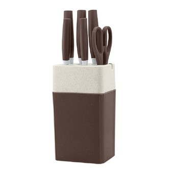 HOME ELEMENTS-HR Sada nožů - 7 ks, barva hnědá