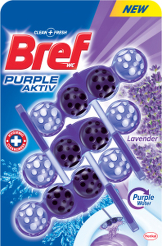 Bref WC Purple Aktiv Lavender, WC blok v kuličkách, vůně levandule, 3 x 50 g
