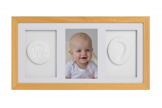 Sada na otisky nožiček či ručiček, trojrámek - dárková sada pro miminko - přírodní