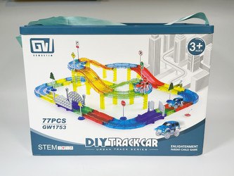 MAGBUILDER Autodráha Barevná s elektrickým autem, 77 dílů