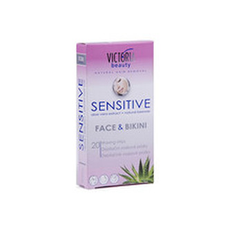 Victoria Beauty Depilační voskové pásky na obličej a oblast bikin Sensitive (Face & Bikini Waxing Strips) 20 ks woman