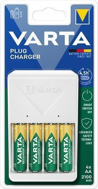 Nabíječka baterií "Plug" AA/AAA, 4 x 2100 mAh AA, VARTA