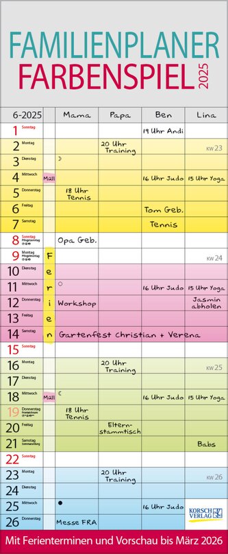 Familienplaner Farbenspiel 2025
