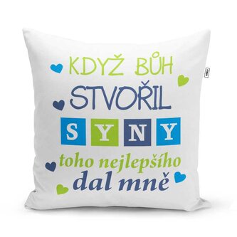 Polštář Když Bůh stvořil syny: 40x40 cm