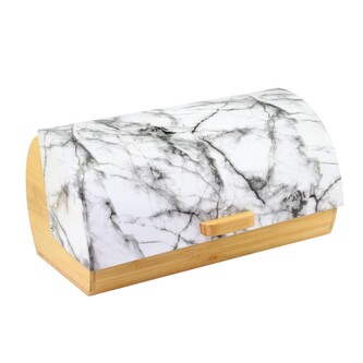 HOME ELEMENTS-HR Chlebník kovový, lakovaná vrstva a bambusové dřevo, barva bílá