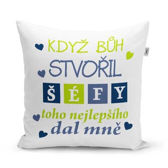 Polštář Když Bůh stvořil šéfy: 40x40 cm