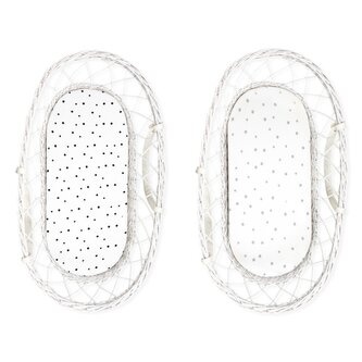 Prostěradlo Sleepee We Care do kočárku, košíku a kolébky černé tečky/šedé tečky