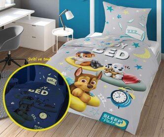 DETEXPOL Povlečení Paw Patrol sleep svítící  Bavlna, 140/200, 70/80 cm