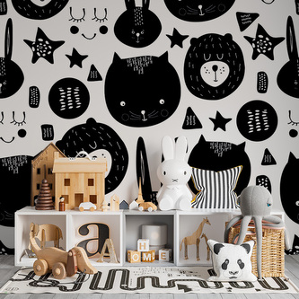 Tapeta Kočička a medvěd: 336x220 cm