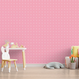 Tapeta Bílé čárky na růžové: 336x220 cm Tapeta Bílé čárky na růžové: 336x220 cm