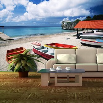 Tapeta Loďky na pláži: 336x220 cm