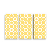 Obraz - 3-dílný Bílé kruhy na žluté: 120x80 cm