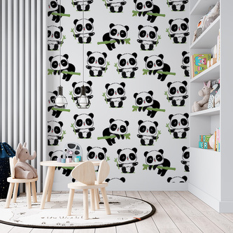 Tapeta Pandy s větvičkou: 125x75 cm