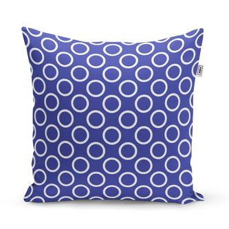 Polštář Bílé kruhy na modré: 40x40 cm