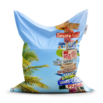 Sedací vak Ukazatele měst: 150x100 cm