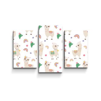 Obraz - 3-dílný Roztomilé lamy: 75x50 cm