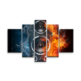 Obraz - 5-dílný Ohnivý reproduktor: 125x90 cm