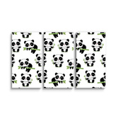 Obraz - 3-dílný Pandy s větvičkou: 120x80 cm