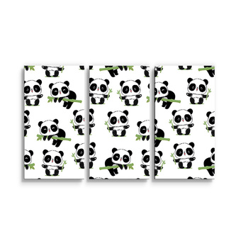 Obraz - 3-dílný Pandy s větvičkou: 120x80 cm