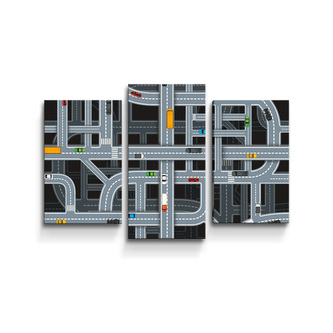 Obraz - 3-dílný Dětská autodráha: 75x50 cm