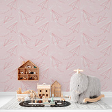 Tapeta Růžové papírové vlaštovky: 336x220 cm