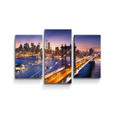 Obraz - 3-dílný Most v New Yorku: 75x50 cm