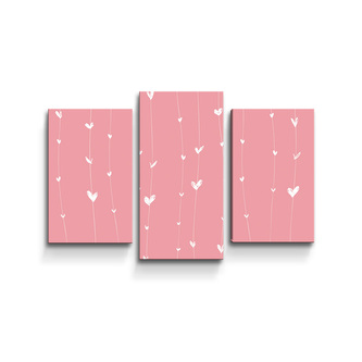 Obraz - 3-dílný Asymetrická srdíčka: 75x50 cm