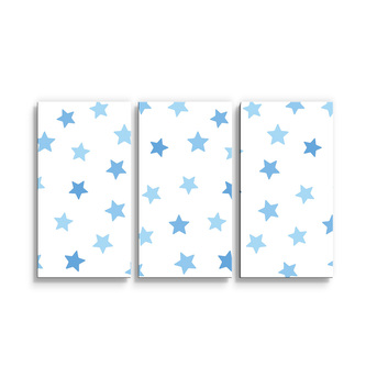 Obraz - 3-dílný Modré hvězdy na bílé: 120x80 cm