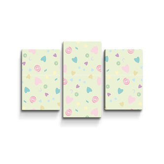 Obraz - 3-dílný Srdíčka a spirály: 75x50 cm