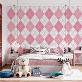 Tapeta Růžové a bílé kosočtverečky: 336x220 cm
