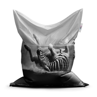 Sedací vak Válející se zebra: 150x100 cm