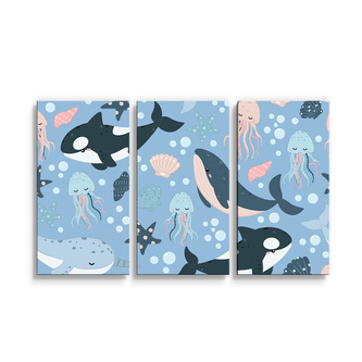 Obraz - 3-dílný Dětský mořský svět: 120x80 cm