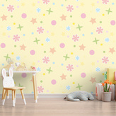 Tapeta Hvězdy, květy a puntíky: 336x220 cm