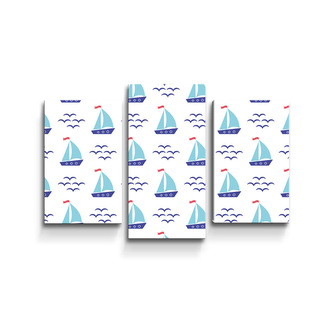 Obraz - 3-dílný Modré lodičky: 75x50 cm