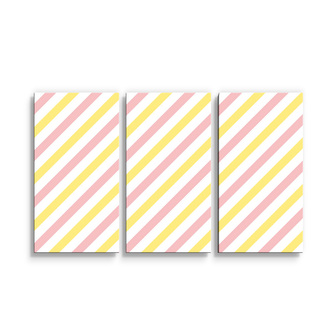 Obraz - 3-dílný Růžové a žluté pruhy: 120x80 cm