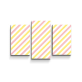 Obraz - 3-dílný Růžové a žluté pruhy: 75x50 cm