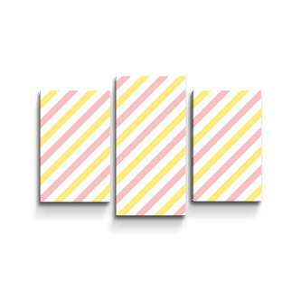 Obraz - 3-dílný Růžové a žluté pruhy: 75x50 cm