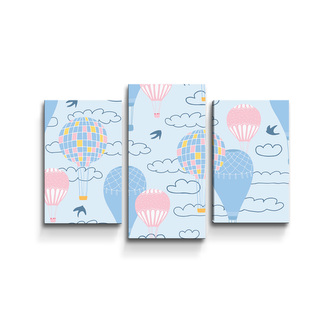 Obraz - 3-dílný Horkovzdušné barevné balóny: 75x50 cm