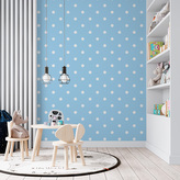 Tapeta Bílé tečky na modré: 336x220 cm