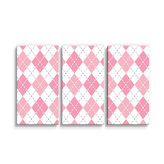 Obraz - 3-dílný Růžové a bílé kosočtverečky: 120x80 cm