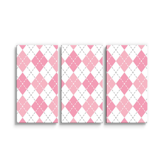 Obraz - 3-dílný Růžové a bílé kosočtverečky: 120x80 cm