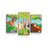 Obraz - 3-dílný Lesní zvířátka 2: 75x50 cm